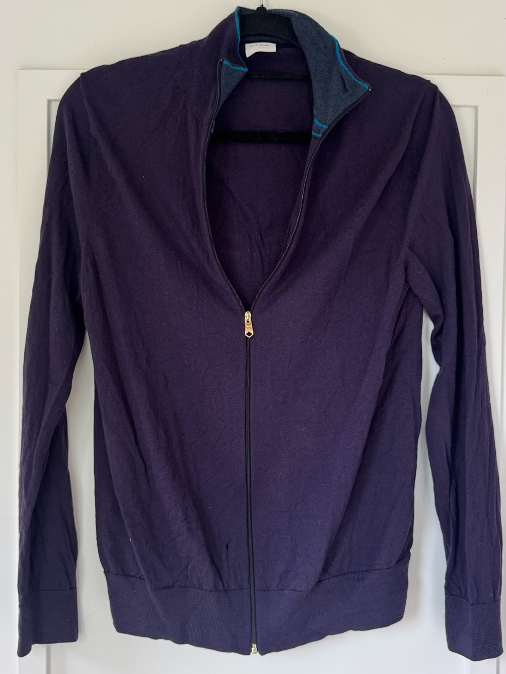 Paul Smith Men’s Zip-Up: Deep Purple with Blue Trim